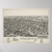 Vintage Karte von Paris Texas (1885)