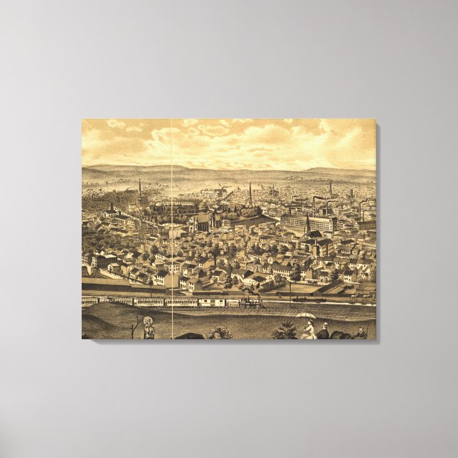 Vintage Karte von Paterson NJ (1880) Leinwanddruck (Vorderseite)