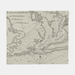 Vintage Karte von Pensacola Florida (1788) Fleecedecke