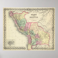 Vintage Karte von Peru und Bolivien (1856)