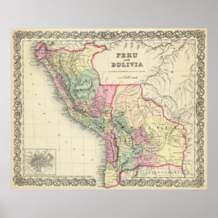 Vintage Karte von Peru und Bolivien (1856) Poster