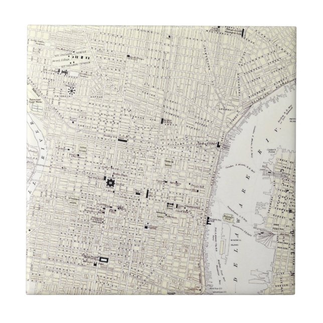 Vintage Karte von Philadelphia (1885) Fliese (Vorderseite)