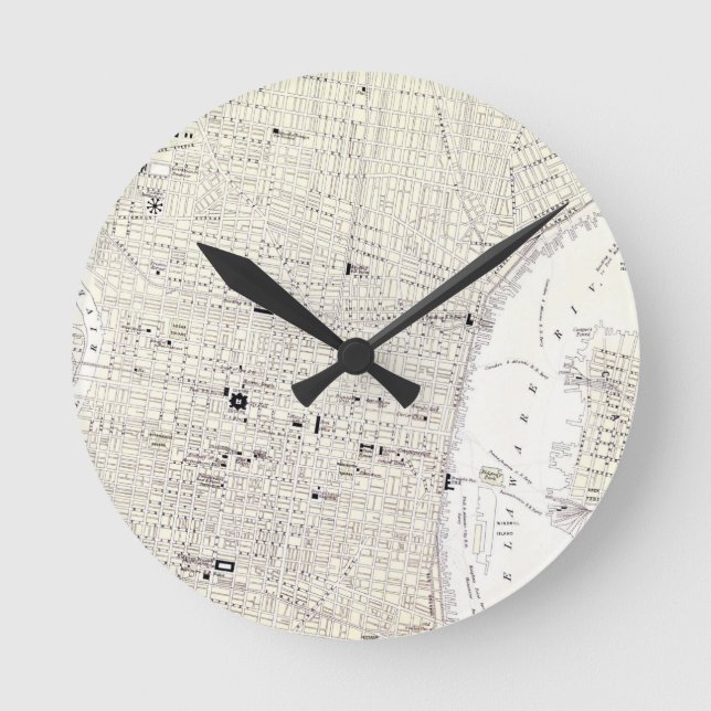 Vintage Karte von Philadelphia (1885) Runde Wanduhr (Vorderseite)