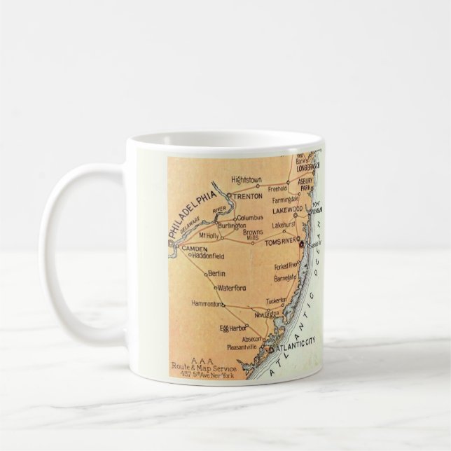 Vintage Karte von Philadelphia zum Atlantik Kaffeetasse (Links)