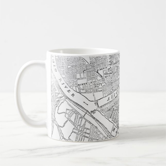 Vintage Karte von Pittsburgh (1885) Kaffeetasse (Links)