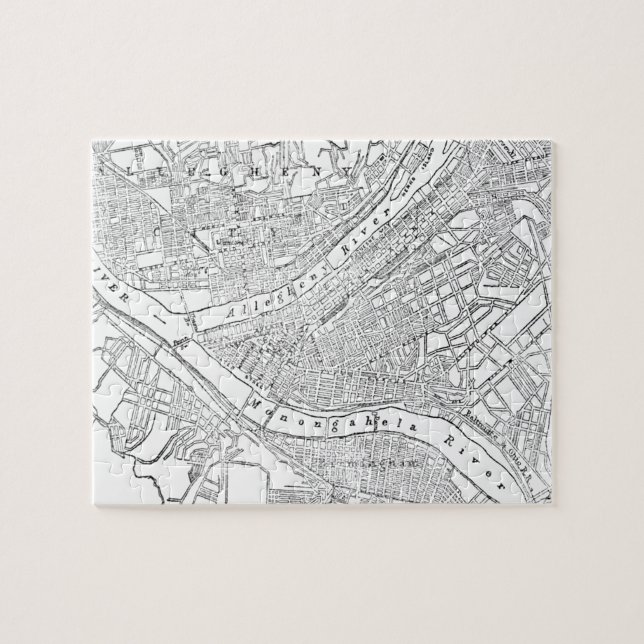 Vintage Karte von Pittsburgh (1885) Puzzle (Horizontal)