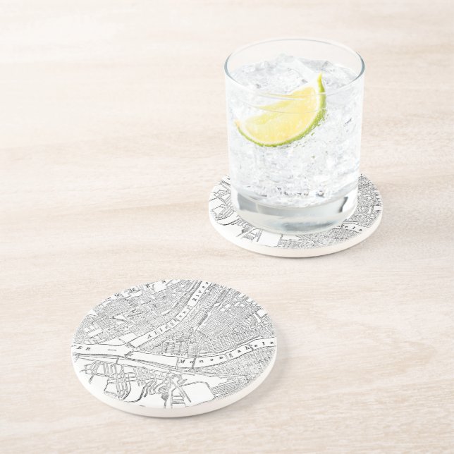 Vintage Karte von Pittsburgh (1885) Untersetzer (Seite)