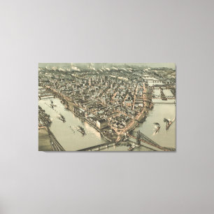 Vintage Karte von Pittsburgh (1902) Leinwanddruck