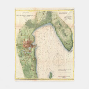 Vintage Karte von Plattsburgh New York (1872) Fleecedecke