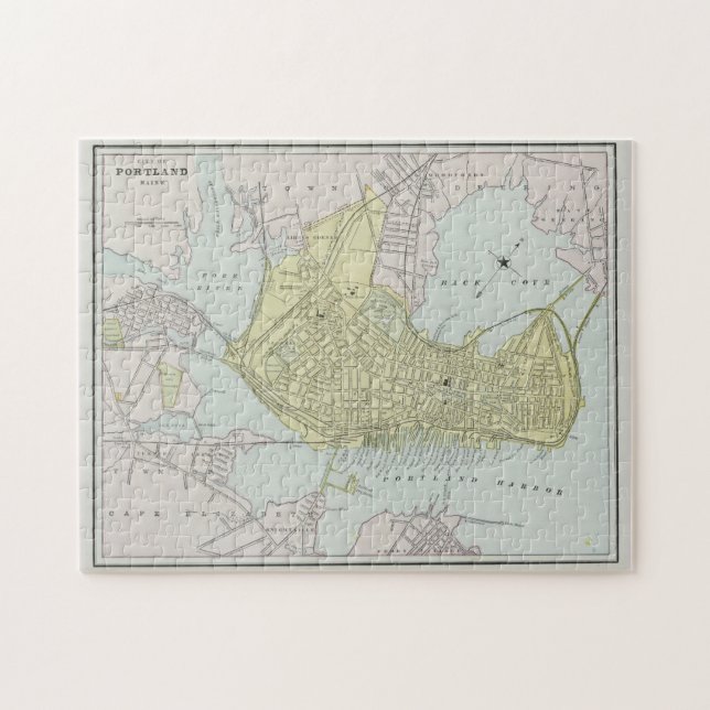 Vintage Karte von Portland Maine (1889) Puzzle (Horizontal)