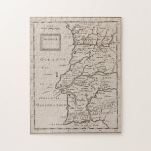 Vintage Karte von Portugal (1680er) Puzzle