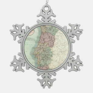 Vintage Karte von Portugal (1801) Schneeflocken Zinn-Ornament