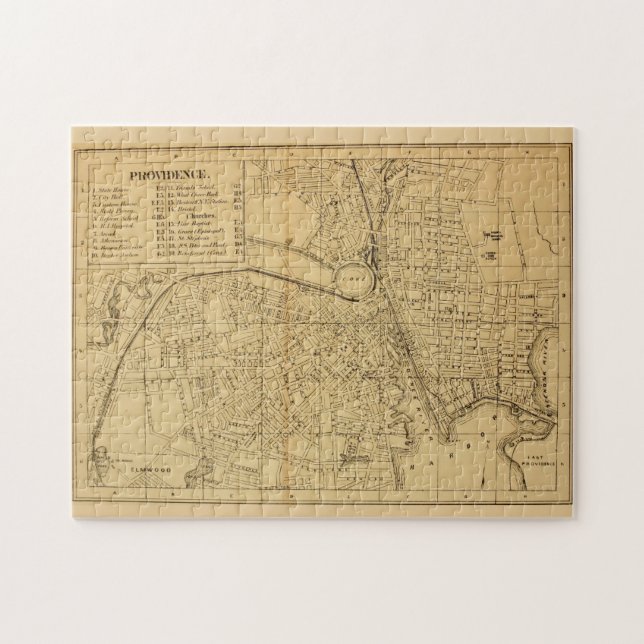 Vintage Karte von Providence RI (1880) Puzzle (Horizontal)