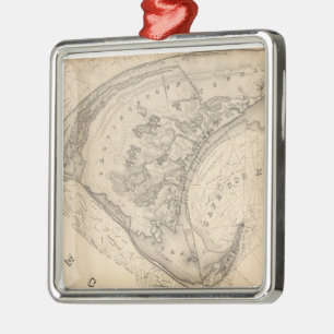 Vintage Karte von Provincetown (1836) Silbernes Ornament