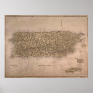 Vintage Karte von Puerto Rico (1898) Poster