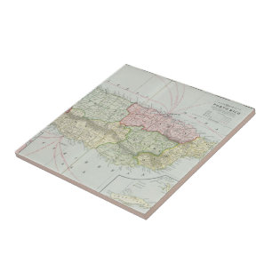 Vintage Karte von Puerto Rico (1901) Fliese