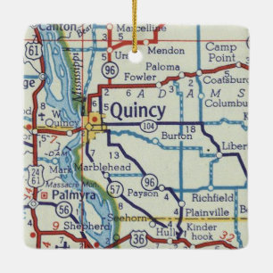 Vintage Karte von Quincy IL Keramikornament