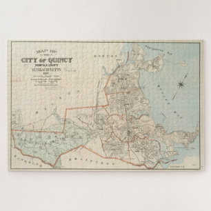 Vintage Karte von Quincy MA (1907) Puzzle