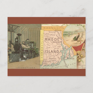 Vintage-Karte von Rhode Island Postkarte