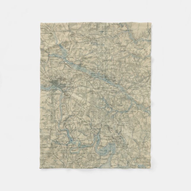 Vintage Karte von Richmond Virginia (1864) Fleecedecke (Vorderseite)
