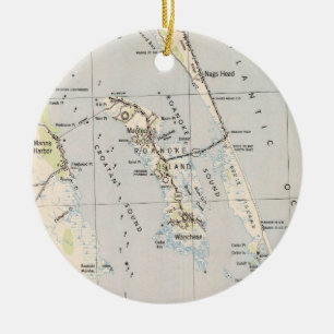 Vintage-Karte von Roanoke Island & Outer Banks NC Keramik Ornament