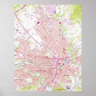 Vintage Karte von Roanoke Virginia (1963) Poster