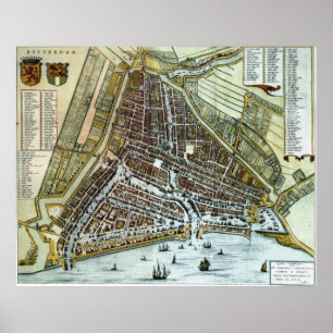 Vintage Karte von Rotterdam die Niederlande (1649) Poster