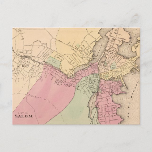 Vintage Karte von Salem Massachusetts (1871) (Vorderseite)