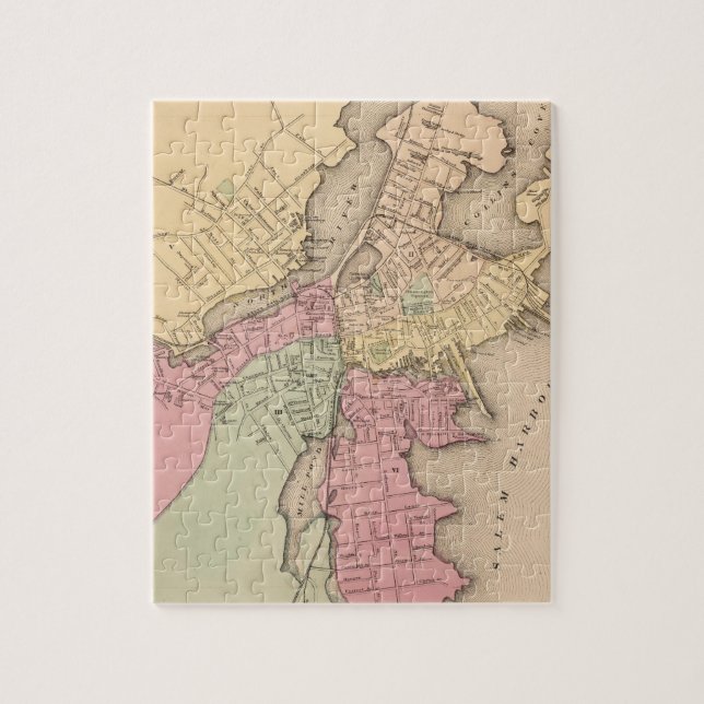 Vintage Karte von Salem Massachusetts (1871) Puzzle (Vertikal)