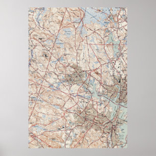 Vintage Karte von Salem Massachusetts (1942) Poster