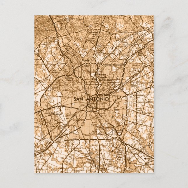 Vintage Karte von San Antonio (Vorderseite)