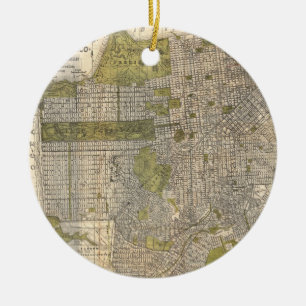 Vintage Karte von San Francisco (1932) Keramikornament