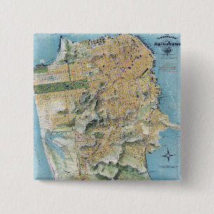 Vintage Karte von San Francisco Button