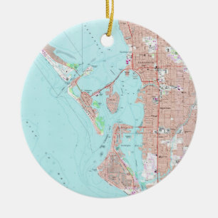 Vintage Karte von Sarasota Florida (1973) Keramikornament