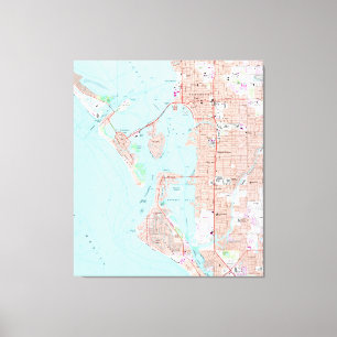 Vintage Karte von Sarasota Florida (1973) Leinwanddruck