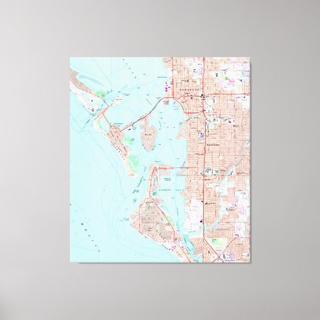 Vintage Karte von Sarasota Florida (1973) Leinwanddruck (Vorderseite)