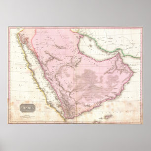 Vintage Karte von Saudi-Arabien (1818) Poster