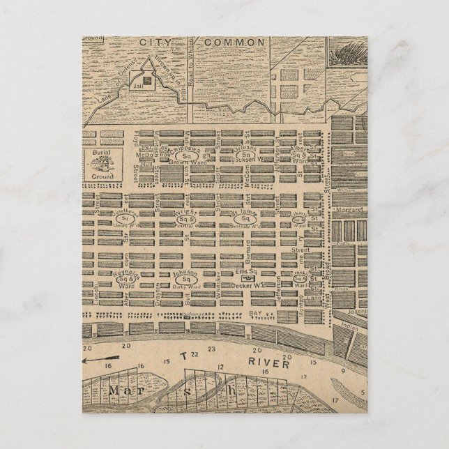 Vintage Karte von Savannah Georgia (1818) (Vorderseite)