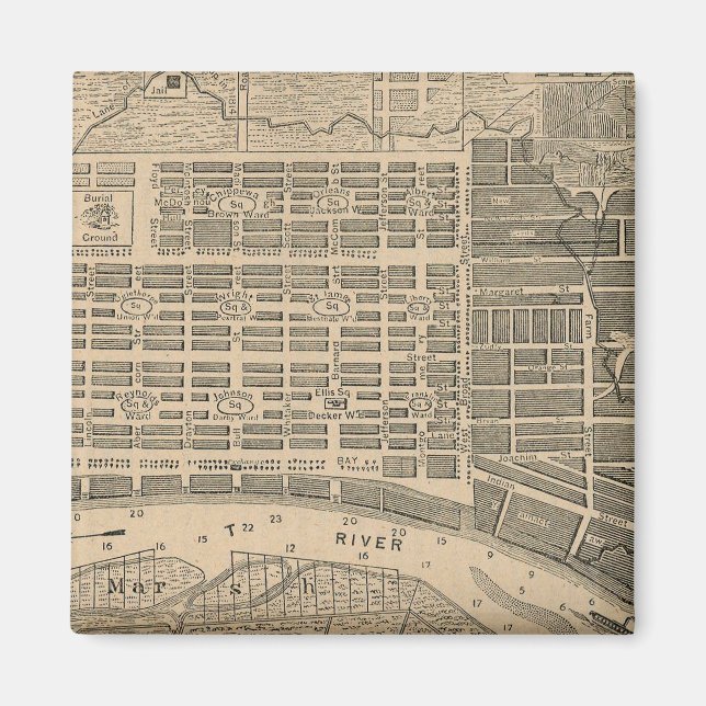 Vintage Karte von Savannah Georgia (1818) Magnet (Vorne)