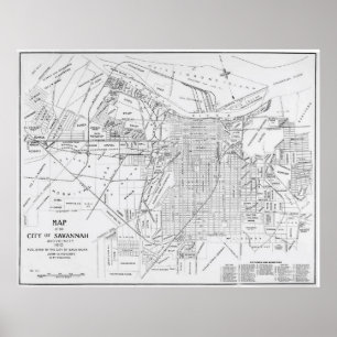 Vintage Karte von Savannah Georgia (1910) Poster