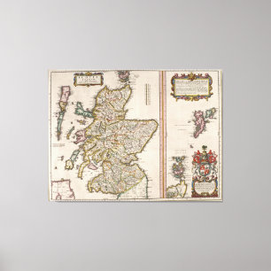 Vintage Karte von Schottland (1654) Leinwanddruck