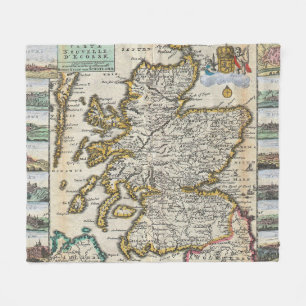 Vintage Karte von Schottland (1747) Fleecedecke