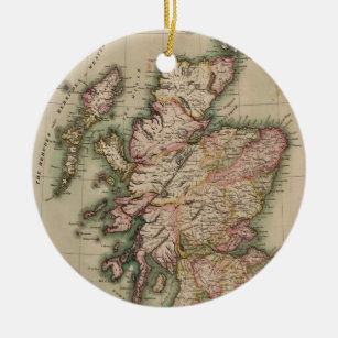 Vintage Karte von Schottland (1814) Keramikornament