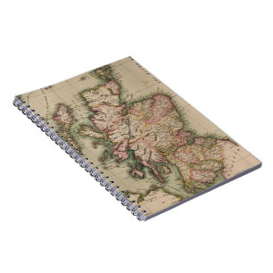 Vintage Karte von Schottland (1814) Notizblock