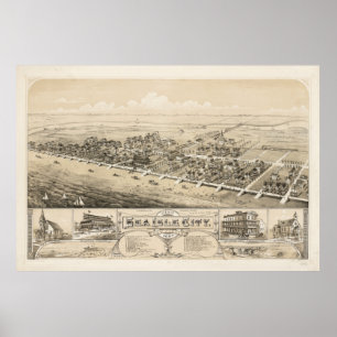 Vintage Karte von Sea Isle City NJ (1885) Poster