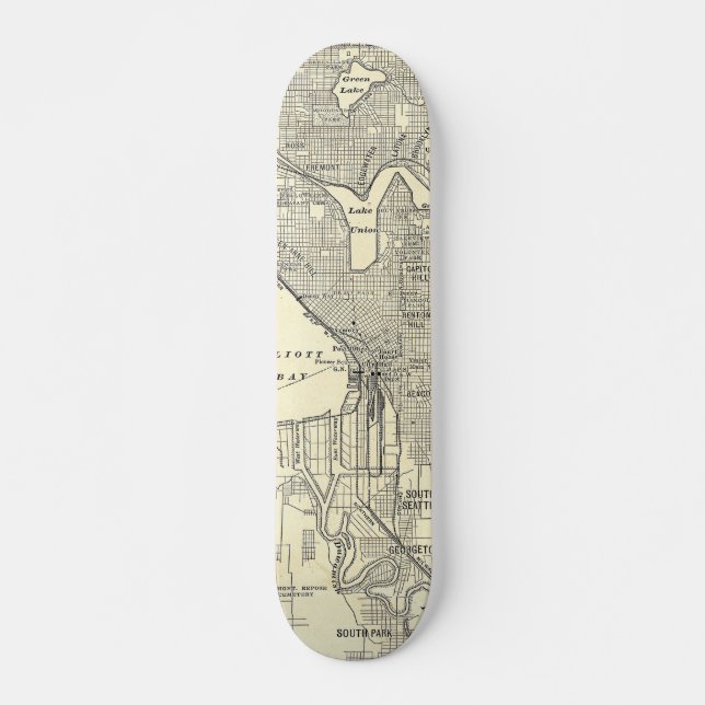 Vintage Karte von Seattle (1914) Skateboard (Vorne)