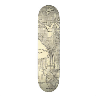 Vintage Karte von Seattle (1914) Skateboard