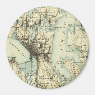 Vintage-Karte von Seattle Magnet