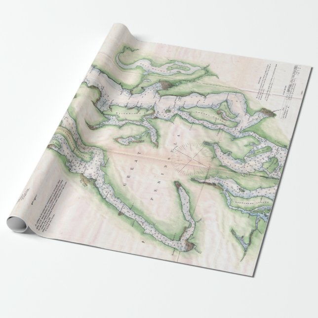 Vintage Karte von Seattle und Puget Sound Geschenkpapier (Ungerollt)