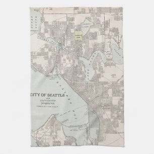 Vintage Karte von Seattle Washington (1901) Geschirrtuch